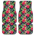Exotic Hibiscus Flowers Pattern Print Front and Back Car Floor Mats