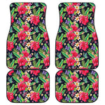 Exotic Hibiscus Flowers Pattern Print Front and Back Car Floor Mats