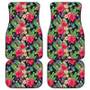 Exotic Hibiscus Flowers Pattern Print Front and Back Car Floor Mats