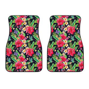 Exotic Hibiscus Flowers Pattern Print Front Car Floor Mats