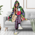 Exotic Hibiscus Flowers Pattern Print Hooded Blanket