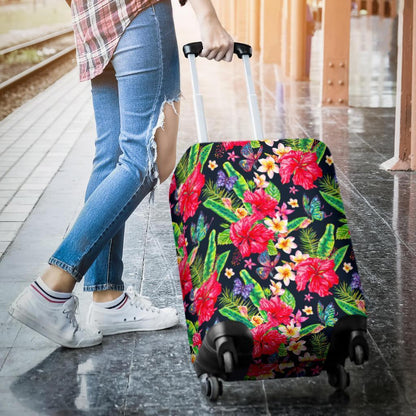 Exotic Hibiscus Flowers Pattern Print Luggage Cover GearFrost