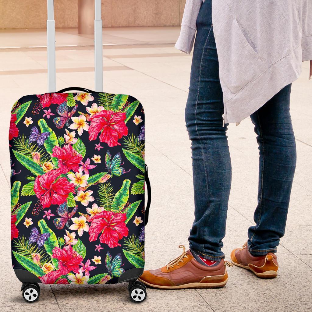 Exotic Hibiscus Flowers Pattern Print Luggage Cover GearFrost