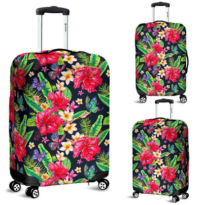 Exotic Hibiscus Flowers Pattern Print Luggage Cover GearFrost