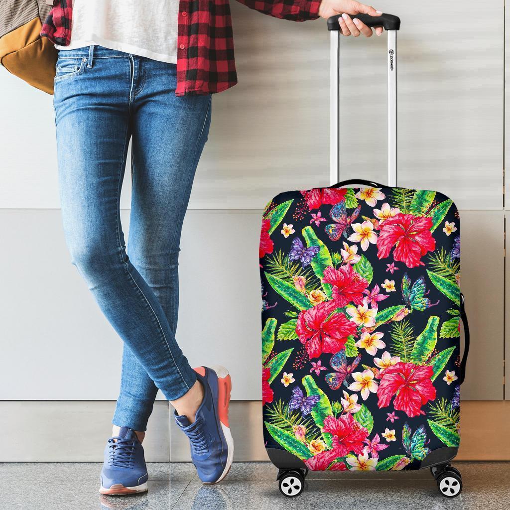 Exotic Hibiscus Flowers Pattern Print Luggage Cover GearFrost