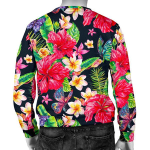 Exotic Hibiscus Flowers Pattern Print Men's Crewneck Sweatshirt GearFrost