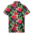 Exotic Hibiscus Flowers Pattern Print Men's Short Sleeve Shirt