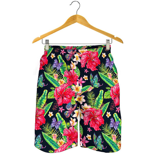 Exotic Hibiscus Flowers Pattern Print Men's Shorts