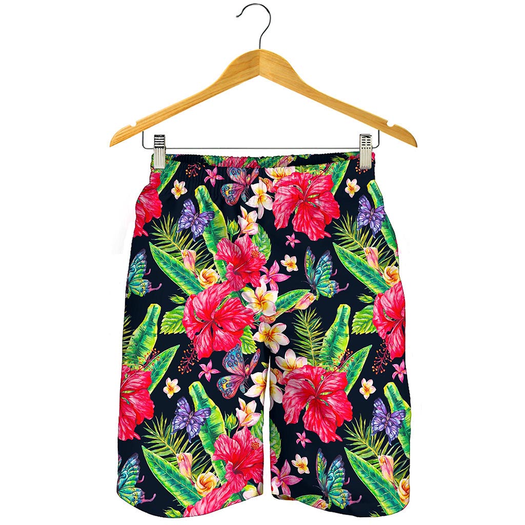 Exotic Hibiscus Flowers Pattern Print Men's Shorts