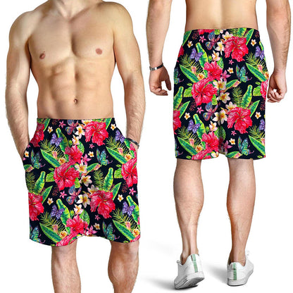 Exotic Hibiscus Flowers Pattern Print Men's Shorts