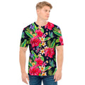 Exotic Hibiscus Flowers Pattern Print Men's T-Shirt