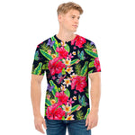 Exotic Hibiscus Flowers Pattern Print Men's T-Shirt