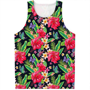 Exotic Hibiscus Flowers Pattern Print Men's Tank Top