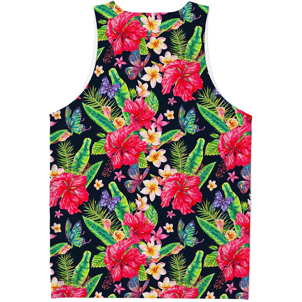 Exotic Hibiscus Flowers Pattern Print Men's Tank Top