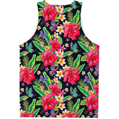 Exotic Hibiscus Flowers Pattern Print Men's Tank Top
