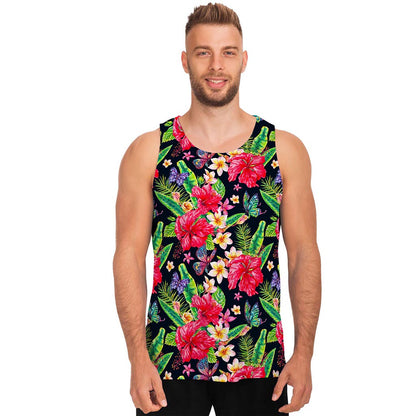 Exotic Hibiscus Flowers Pattern Print Men's Tank Top