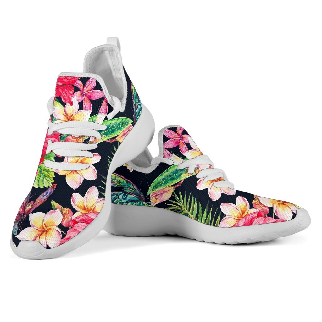 Exotic Hibiscus Flowers Pattern Print Mesh Knit Shoes GearFrost