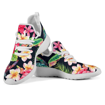 Exotic Hibiscus Flowers Pattern Print Mesh Knit Shoes GearFrost