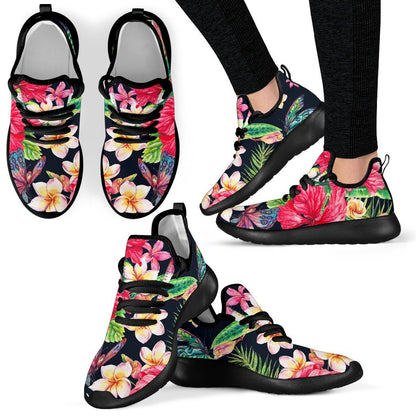 Exotic Hibiscus Flowers Pattern Print Mesh Knit Shoes GearFrost