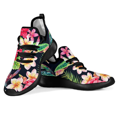 Exotic Hibiscus Flowers Pattern Print Mesh Knit Shoes GearFrost
