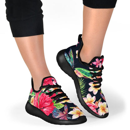 Exotic Hibiscus Flowers Pattern Print Mesh Knit Shoes GearFrost