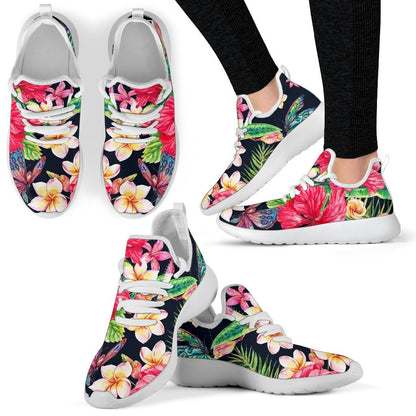 Exotic Hibiscus Flowers Pattern Print Mesh Knit Shoes GearFrost