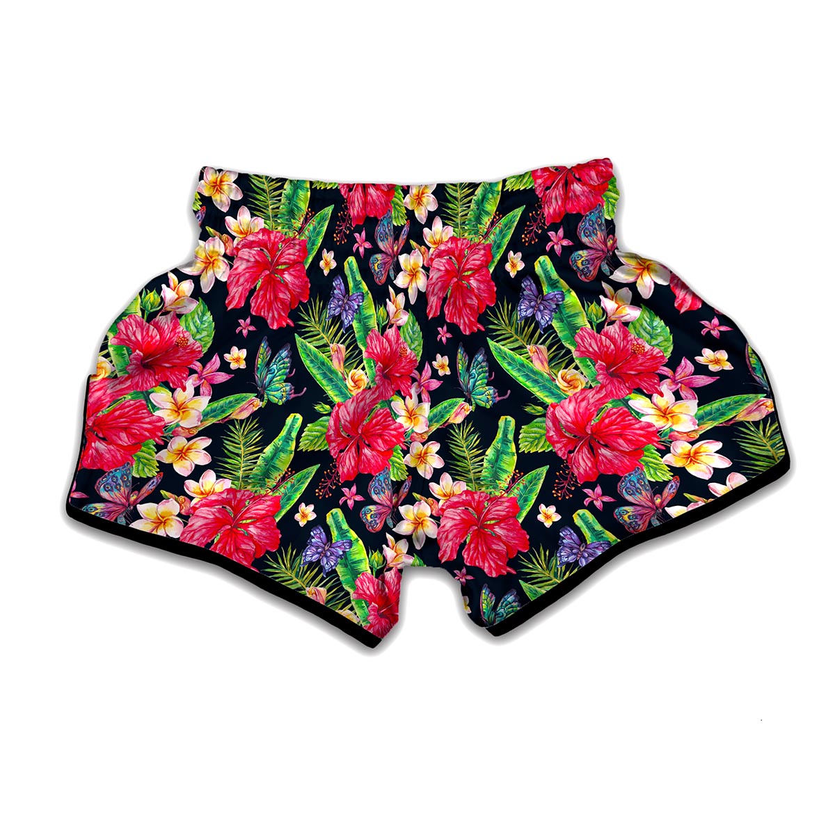Exotic Hibiscus Flowers Pattern Print Muay Thai Boxing Shorts