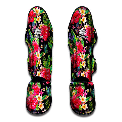 Exotic Hibiscus Flowers Pattern Print Muay Thai Shin Guard
