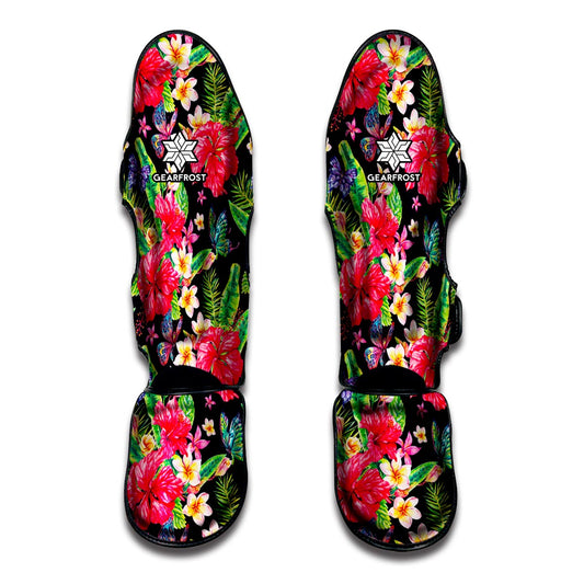 Exotic Hibiscus Flowers Pattern Print Muay Thai Shin Guard