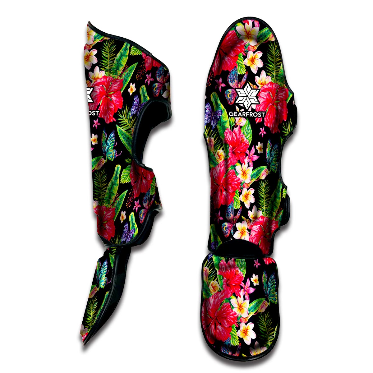 Exotic Hibiscus Flowers Pattern Print Muay Thai Shin Guard