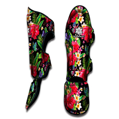 Exotic Hibiscus Flowers Pattern Print Muay Thai Shin Guard