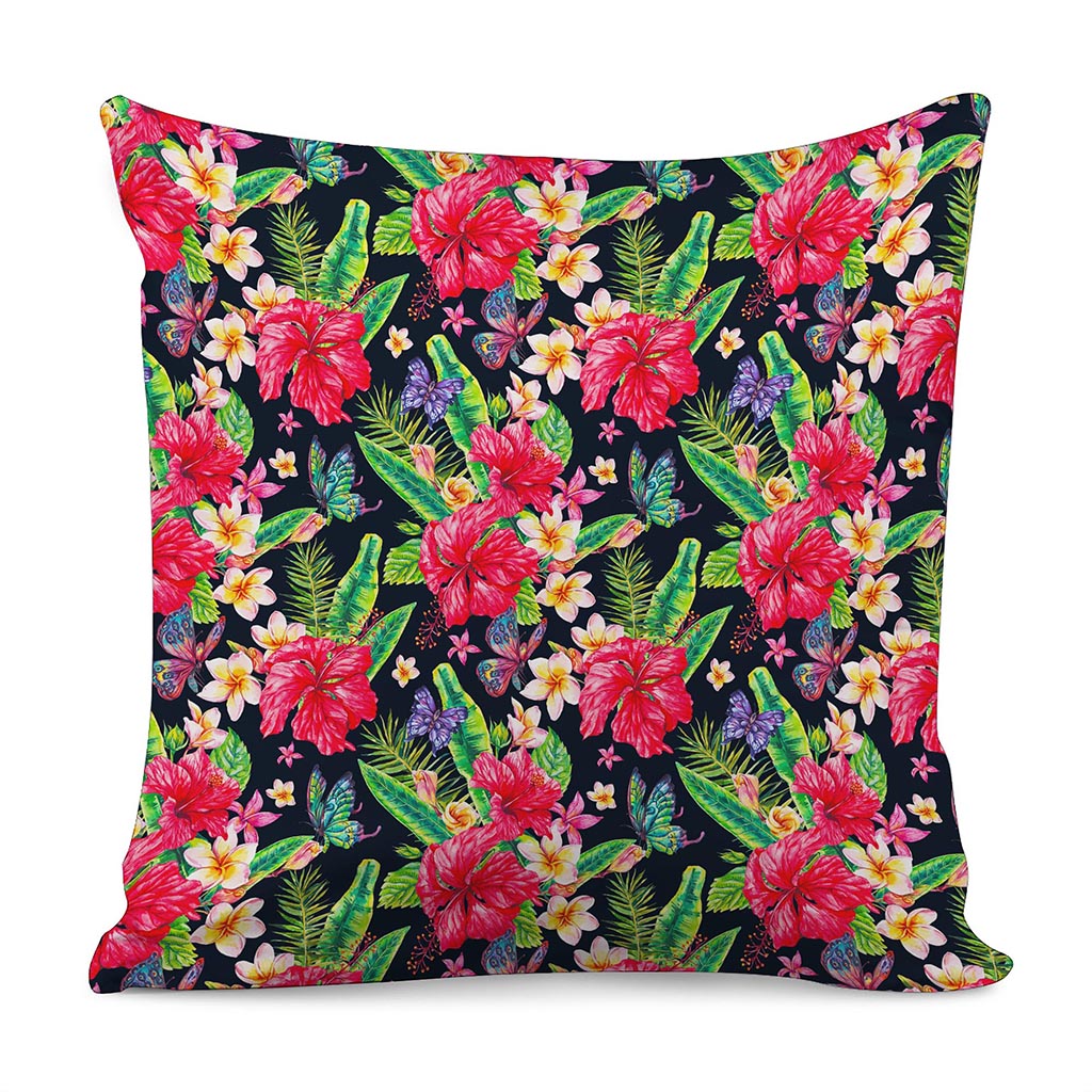 Exotic Hibiscus Flowers Pattern Print Pillow Cover