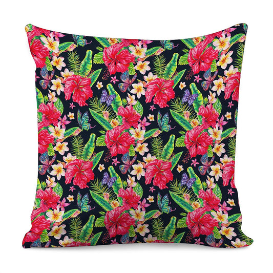 Exotic Hibiscus Flowers Pattern Print Pillow Cover