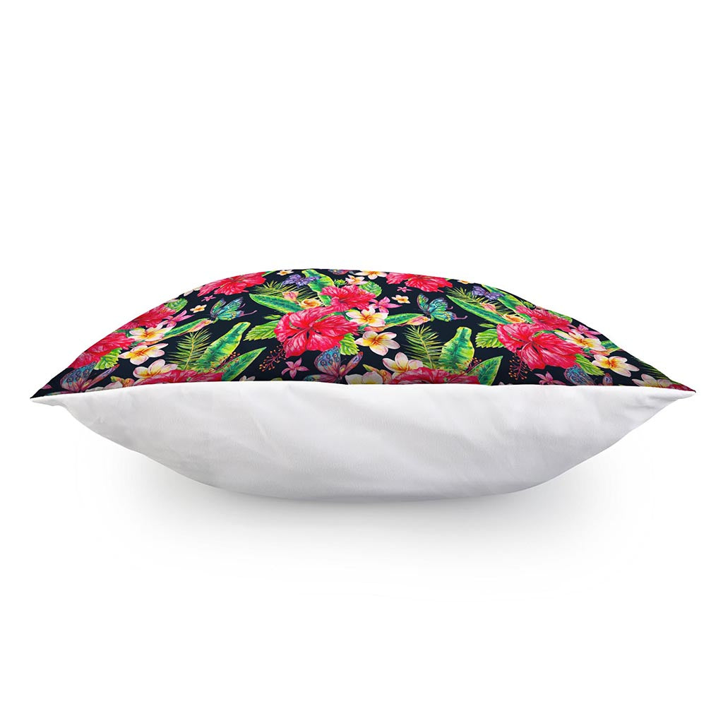 Exotic Hibiscus Flowers Pattern Print Pillow Cover