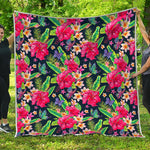 Exotic Hibiscus Flowers Pattern Print Quilt