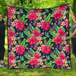 Exotic Hibiscus Flowers Pattern Print Quilt