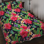 Exotic Hibiscus Flowers Pattern Print Quilt Bed Set