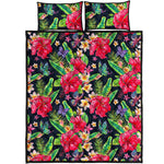 Exotic Hibiscus Flowers Pattern Print Quilt Bed Set