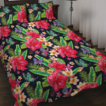 Exotic Hibiscus Flowers Pattern Print Quilt Bed Set