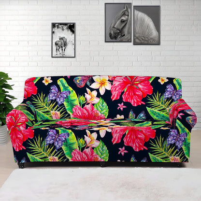 Exotic Hibiscus Flowers Pattern Print Sofa Cover