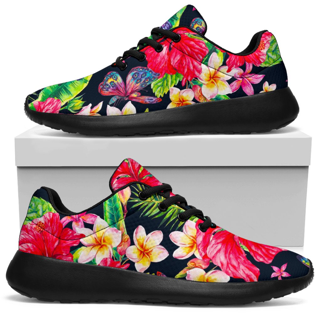 Exotic Hibiscus Flowers Pattern Print Sport Shoes GearFrost