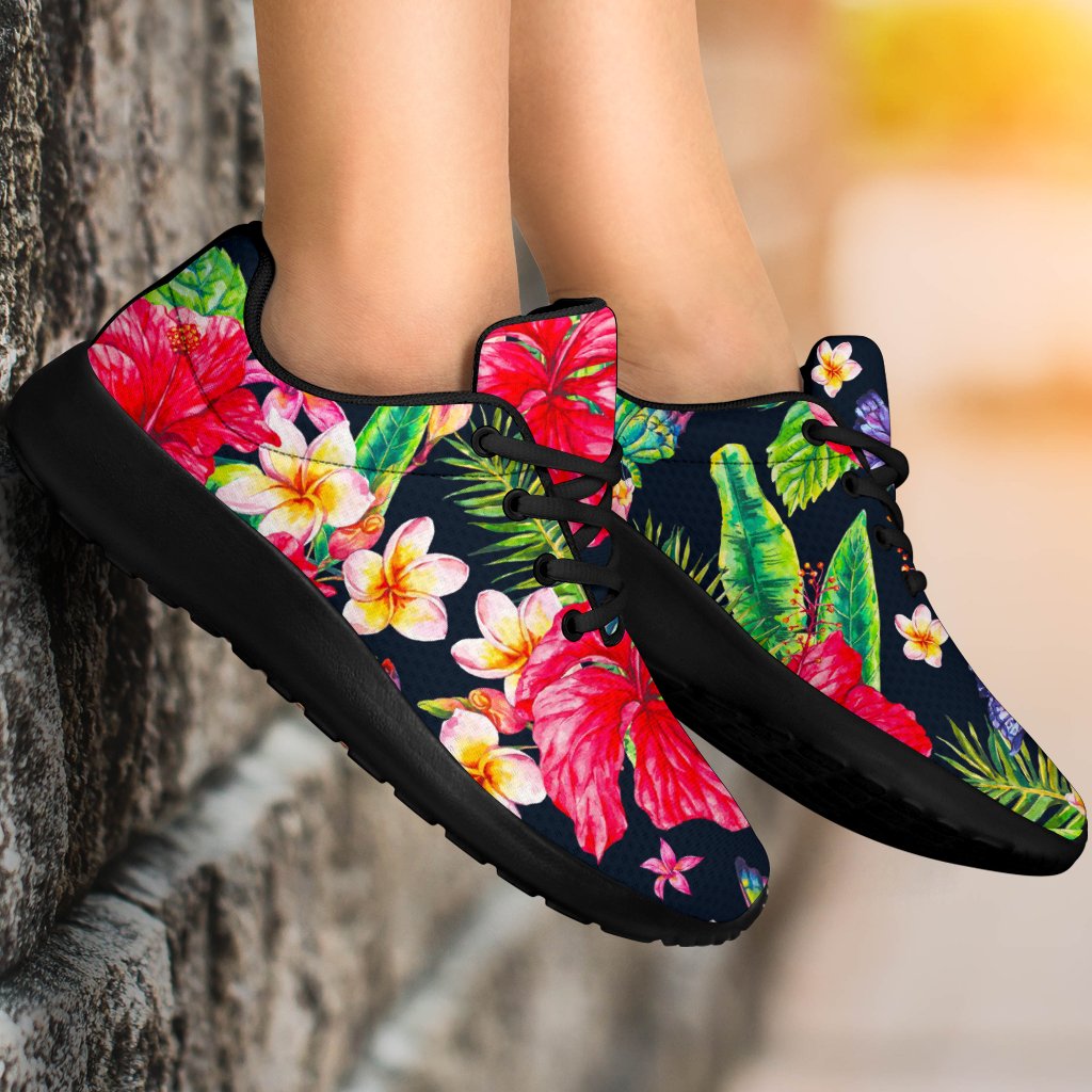 Exotic Hibiscus Flowers Pattern Print Sport Shoes GearFrost