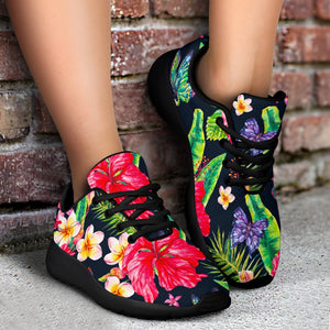 Exotic Hibiscus Flowers Pattern Print Sport Shoes GearFrost