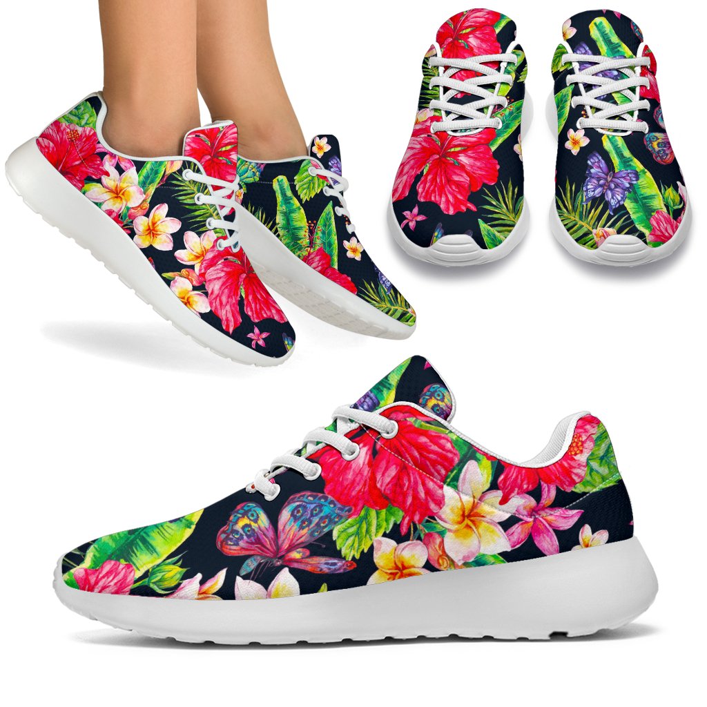 Exotic Hibiscus Flowers Pattern Print Sport Shoes GearFrost