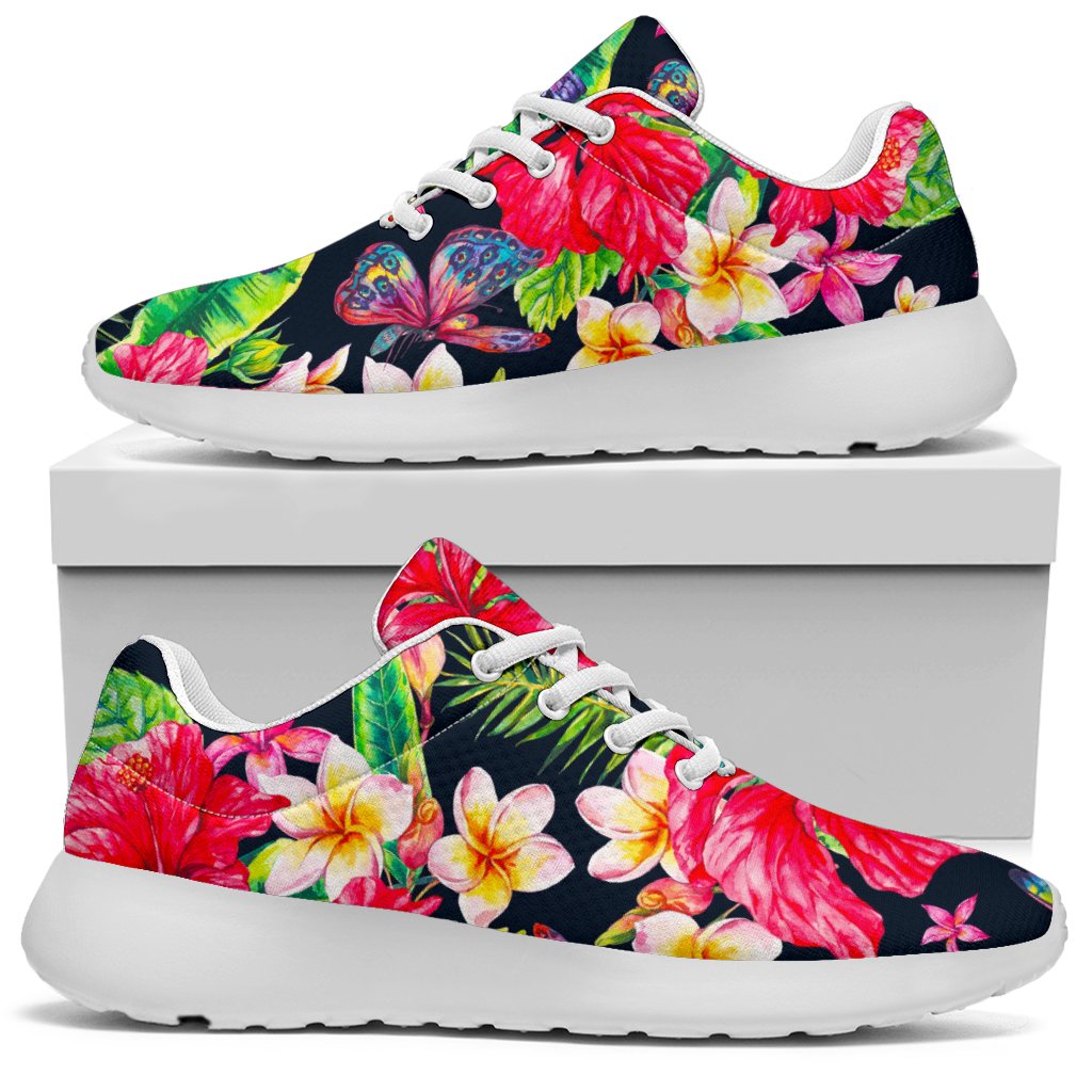 Exotic Hibiscus Flowers Pattern Print Sport Shoes GearFrost