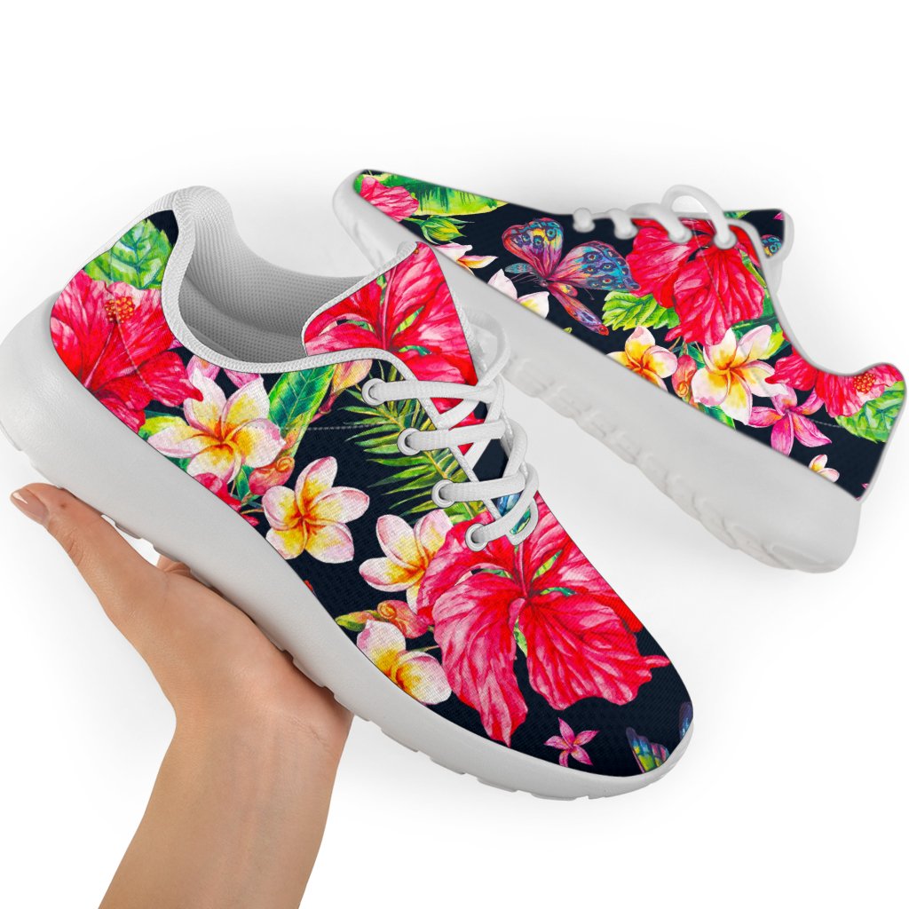 Exotic Hibiscus Flowers Pattern Print Sport Shoes GearFrost