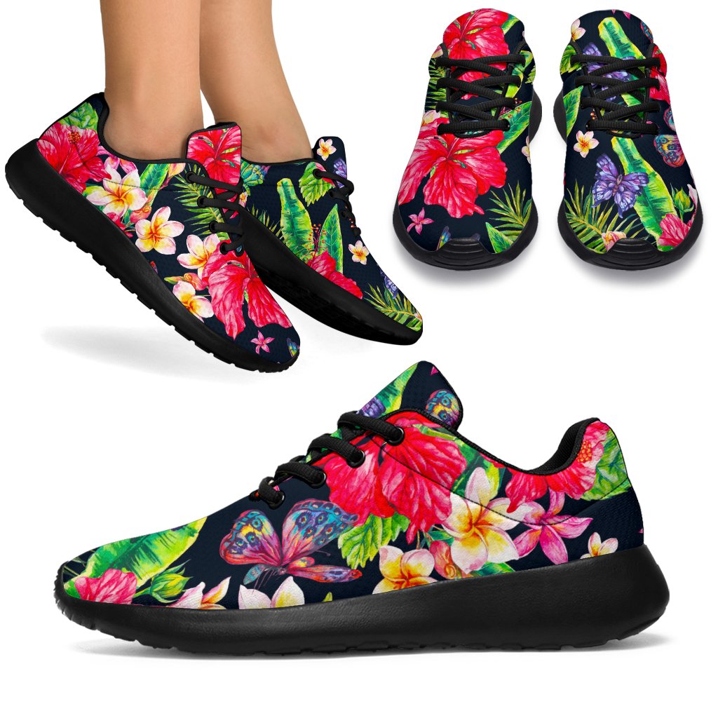 Exotic Hibiscus Flowers Pattern Print Sport Shoes GearFrost