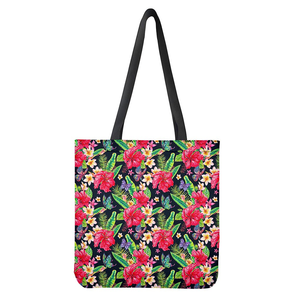 Exotic Hibiscus Flowers Pattern Print Tote Bag