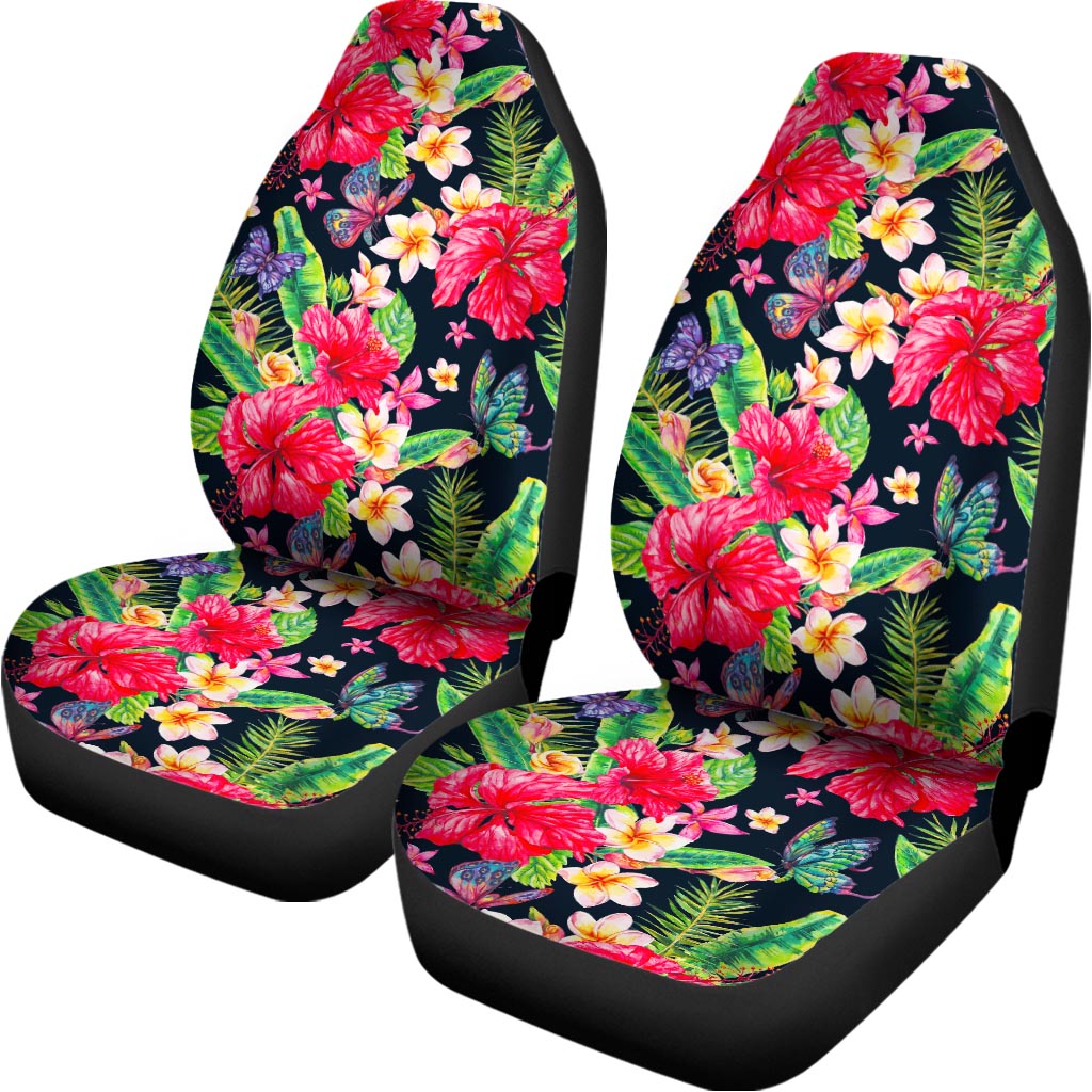Exotic Hibiscus Flowers Pattern Print Universal Fit Car Seat Covers