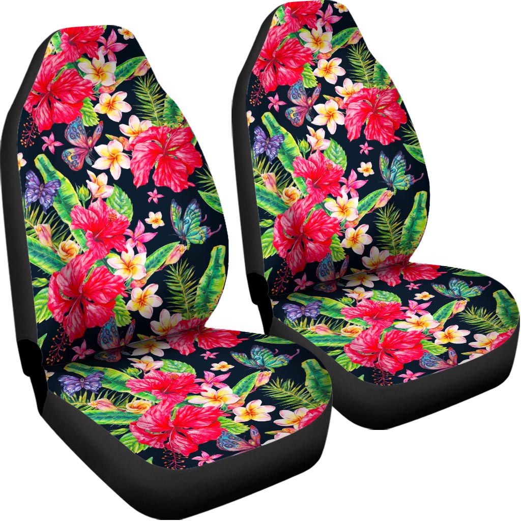 Exotic Hibiscus Flowers Pattern Print Universal Fit Car Seat Covers